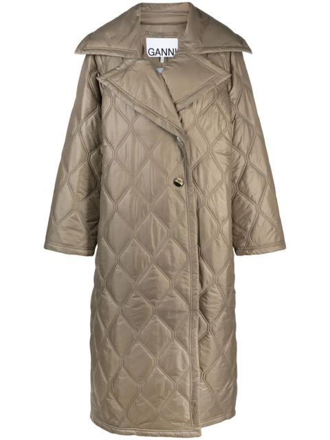 GANNI quilted recycled-shell coat - Brown