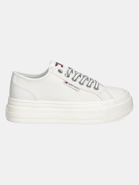 Tommy Jeans tenisówki skórzane TJW FOXING VULC LC LEATHER damskie kolor beżowy EN0EN02714 - zdjęcie produktu nr 2