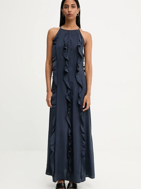 Answear.LAB sukienka kolor granatowy maxi prosta