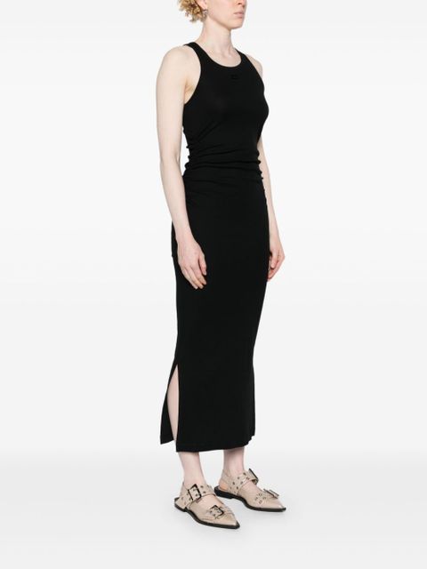 GANNI logo-embroidered ruched dress - Black - zdjęcie produktu nr 2