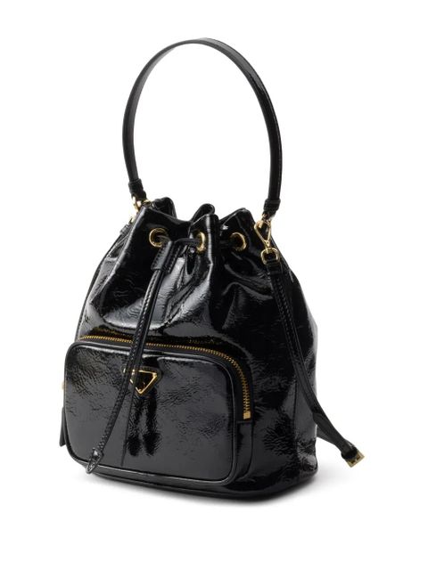 Prada Duet patent leather bucket bag - Black
