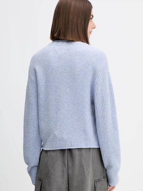 Tommy Jeans sweter z dodatkiem wełny damski kolor różowy lekki DW0DW21782