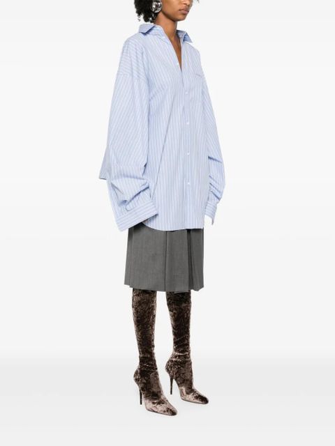 Balenciaga logo-embroidered cotton shirt - Blue