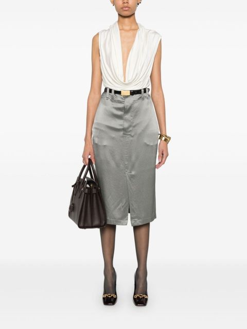 Saint Laurent silk midi skirt - Grey - zdjęcie produktu nr 2