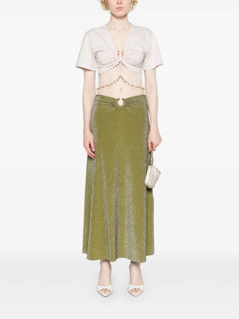 Johanna Ortiz ring-detail lurex midi skirt - Green - zdjęcie produktu nr 2