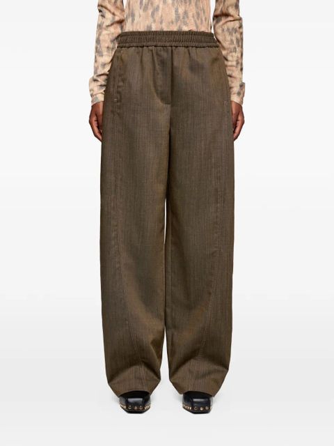 GANNI elastic-waistband trousers - Brown