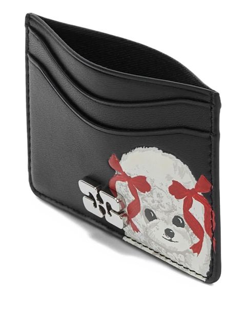 GANNI dog appliqué card holder - Black