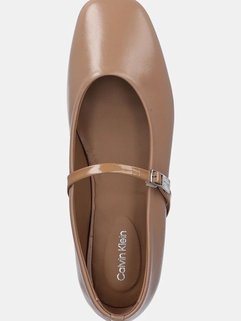 Calvin Klein baleriny skórzane BALLERINA NEW BUCKLE - LTH