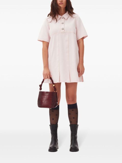 GANNI pleat-hem denim mini dress - Pink - zdjęcie produktu nr 2