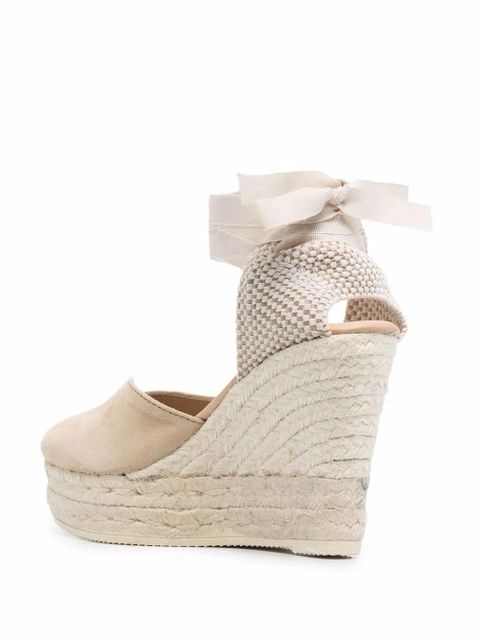 Manebi Hamptons lace-up wedge espadrilles - Neutrals