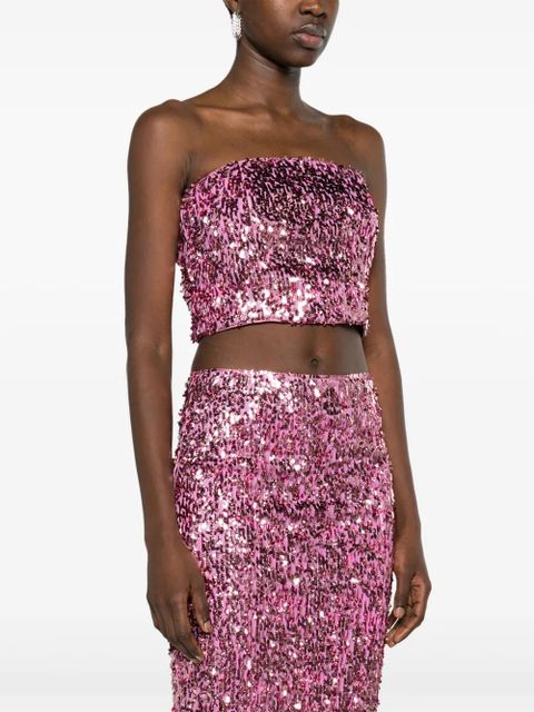 ROTATE BIRGER CHRISTENSEN sequined bandeau top - Pink