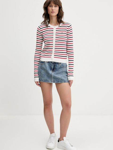 Tommy Jeans kardigan bawełniany damski kolor czerwony lekki DW0DW20976 - zdjęcie produktu nr 2