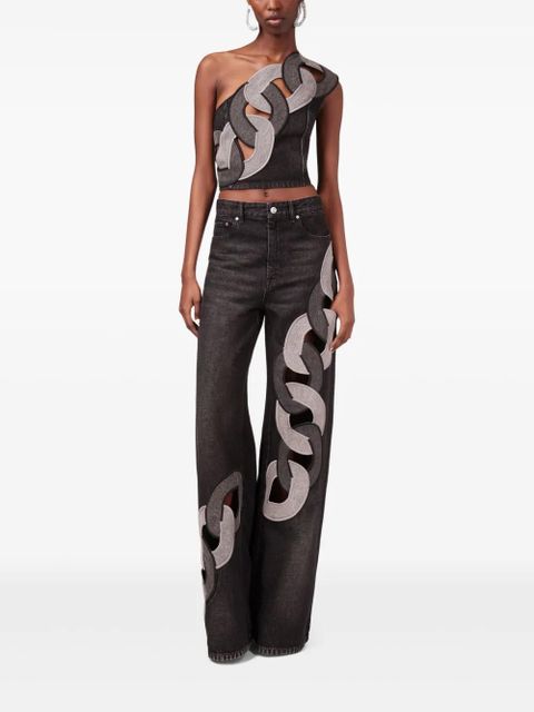 AREA chain-detail off-shoulder top - Grey