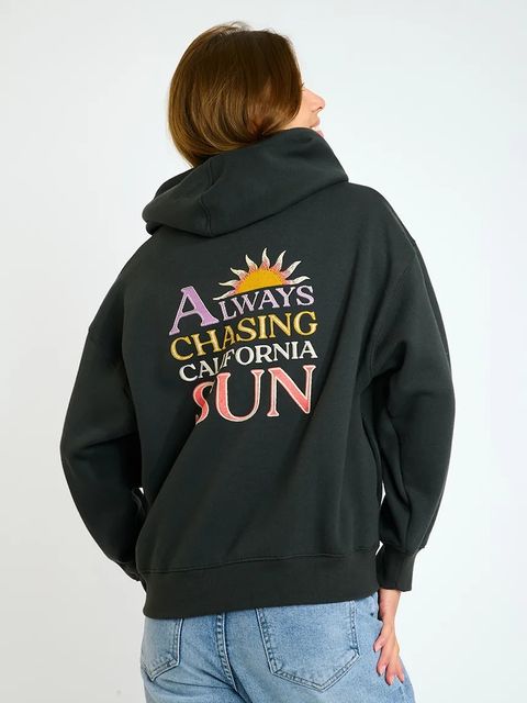 Banana Moon bluza Rockford damska kolor czarny z kapturem z nadrukiem SUNJAX.ROCKFORD