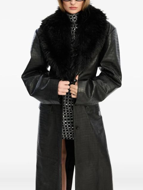 ROTATE BIRGER CHRISTENSEN faux fur-collar leather coat - Black
