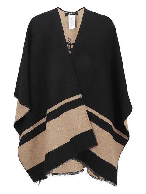 Lauren Ralph Lauren striped fringed poncho - Black - zdjęcie produktu nr 1