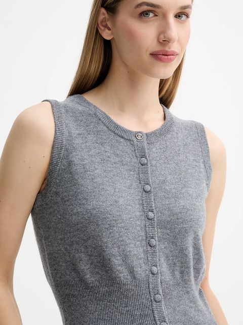 Fracomina kamizelka wełniana damski kolor szary lekki FR25WJ5008K47301