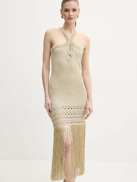 Simona Corsellini sukienka kolor złoty midi dopasowana P25CPABO04 - zdjęcie produktu nr 1