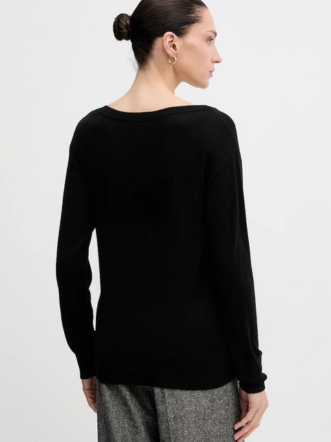 Sisley sweter wełniany damski kolor czarny lekki 11BAM1A48