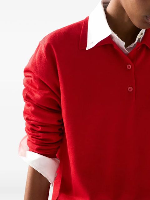 Miu Miu logo-detail long-sleeves polo shirt - Red