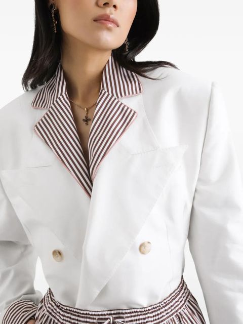 Dolce & Gabbana double-breasted jacket in shantung cotton silk - White