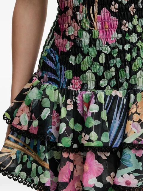 Charo Ruiz Ibiza Aeris shirred floral-print dress - Black