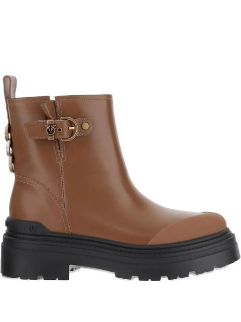 PINKO buckle-detail logo-plaque ankle boots - Brown - zdjęcie produktu nr 1