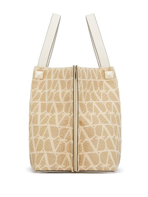 Valentino Garavani medium Toile Iconographe raffia tote bag - Neutrals