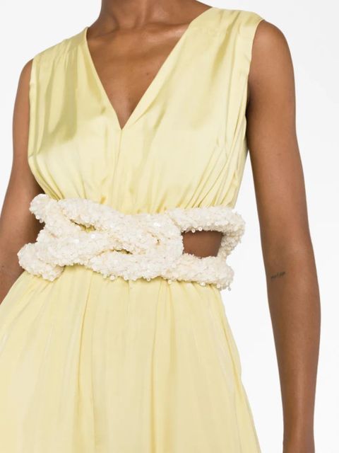 Jil Sander cut-out belted satin jumpsuit - Yellow - zdjęcie produktu nr 2