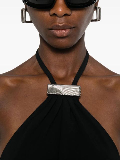The Attico halterneck low-back midi dress - Black