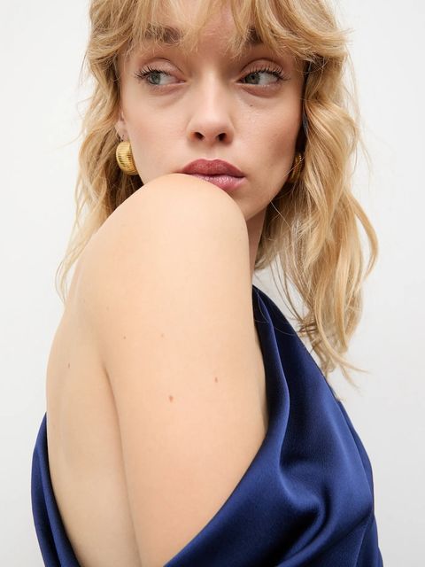 Answear.LAB sukienka kolor granatowy maxi rozkloszowana