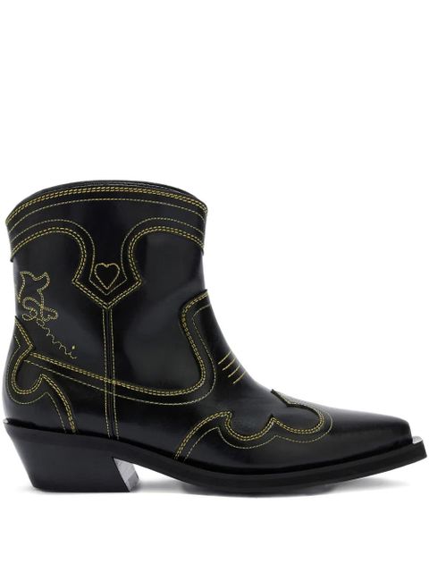 GANNI stitching pointed boots - Black - zdjęcie produktu nr 1