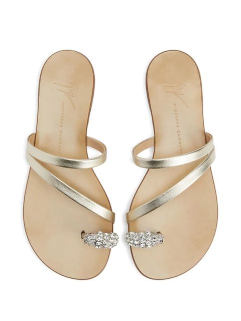 Giuseppe Zanotti Febe Carre embellished-toe leather sandals - Gold