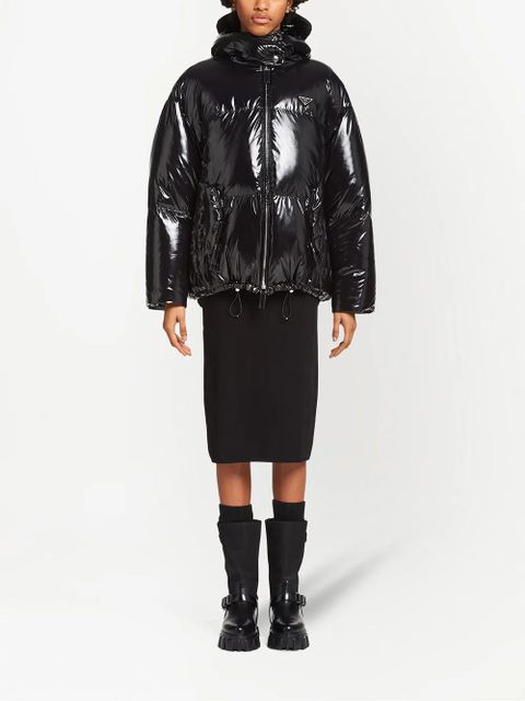 Prada high-shine puffer jacket - Black