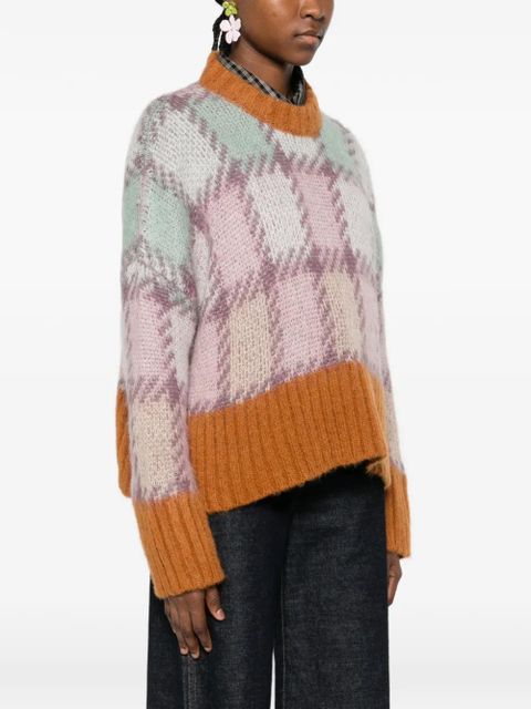 Marni checked long-sleeve sweater - Pink
