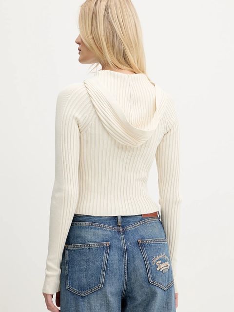 Tommy Jeans kardigan damski kolor beżowy lekki DW0DW20974 - zdjęcie produktu nr 2