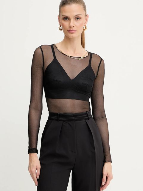 Elisabetta Franchi body damska kolor czarny gładka BO01457E2 - zdjęcie produktu nr 1