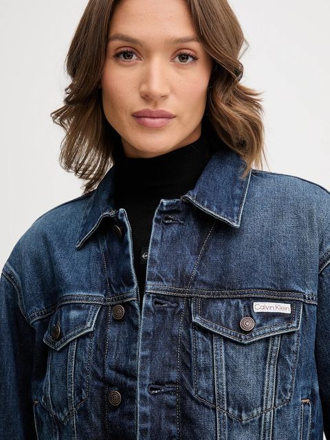 Calvin Klein Jeans kurtka jeansowa bawełniana kolor niebieski przejściowa LV047D838G