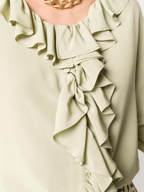 ETRO ruffle trimmed silk blouse - Green