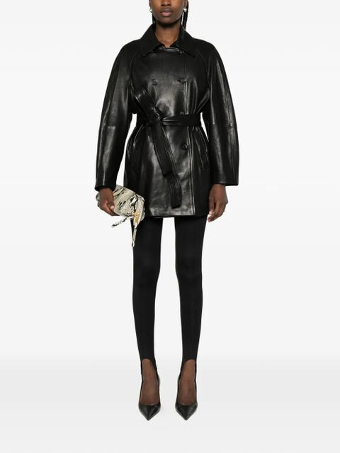 Nour Hammour Quinn double-breasted leather coat - Black - zdjęcie produktu nr 2