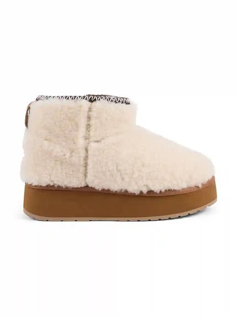 Emu Australia śniegowce wełniane Stinger Micro Flatform Teddy kolor beżowy W13187 - zdjęcie produktu nr 1