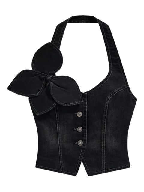 AREA bow denim halter top - Black - zdjęcie produktu nr 1