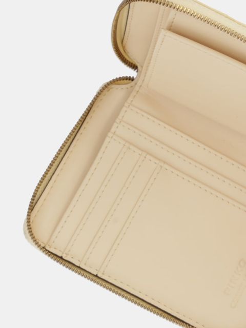 Pinko portfel skórzany damski kolor beżowy