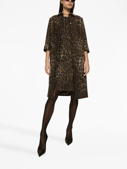Dolce & Gabbana leopard-jacquard mid-length dress - Brown - zdjęcie produktu nr 2