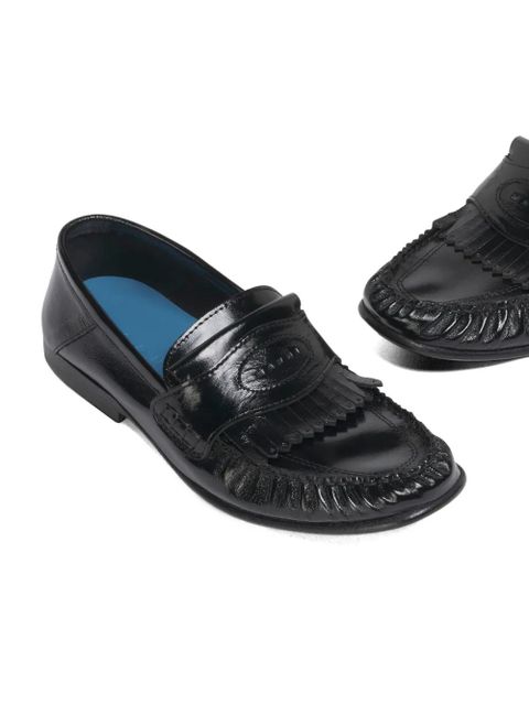 Marni fringe embossed leather loafers - Black