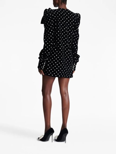Balmain polka-dot long-sleeve dress - Black