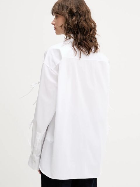 HUGO koszula bawełniana damska kolor biały relaxed z kołnierzykiem klasycznym 50538440