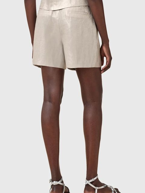 AllSaints szorty lniane AVERIE damskie kolor srebrny gładkie medium waist W069QC