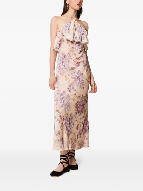 TWINSET floral-pattern velvet dress - Neutrals - zdjęcie produktu nr 2