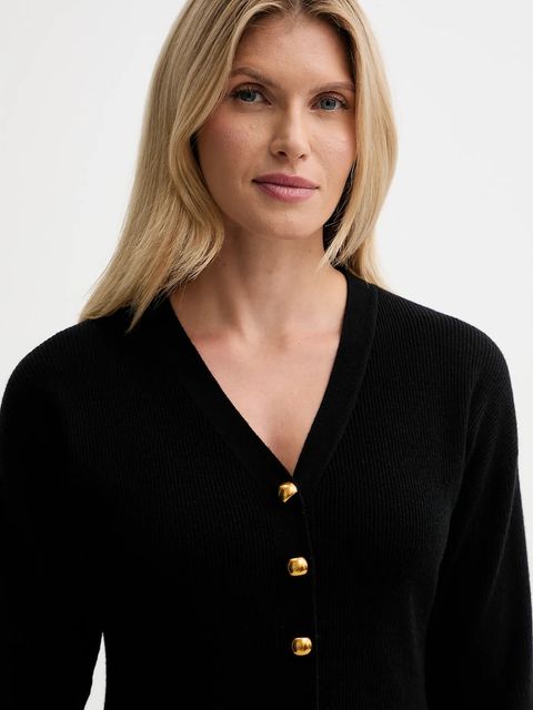 ISABELLE BLANCHE kardigan z dodatkiem wełny damski kolor czarny lekki IS25FW-M154-F008